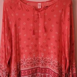 Coral Tunic With Floral Print 