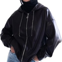 Oversized Hooded Faux Leather Jacket Women | Leather Jackets for Women 2025 |Trendy Jackets😍Summer Sale🔥