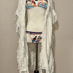 Bohemian Beach Tunic - Cardigan with Tassel Detail Cover Up Unisex One Size