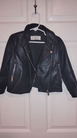 H&M Kids Black Faux Leather Moto Jacket 4T