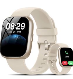 Brand New Smart Watch with Alexa – Bluetooth Calling, Fitness Tracker (Cream)