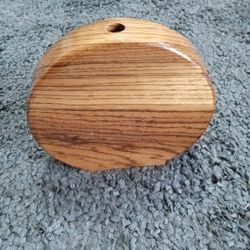 EXQUISITE Signed MCM Bob Coburn Granbury TX 9in Handcrafted Tiger Oak Wood Vase

