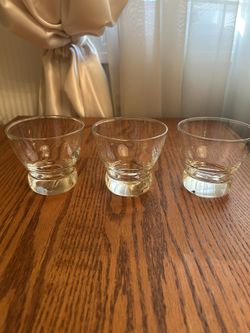 3 Vintage Mid Century Modern Low Ball Glasses 