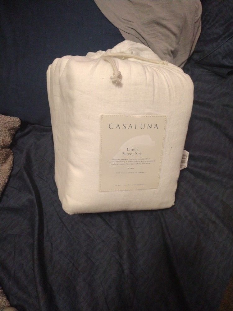 100% Washed Linen Solid Sheet Set - Casaluna

