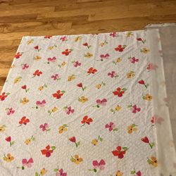 White Fabric Shower Curtain W/plastic Liner 