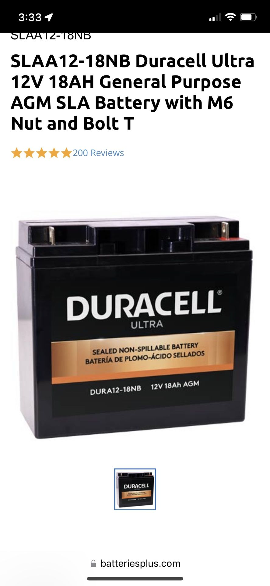 Brand New 12V 18AH With M6 Nut and Bolt