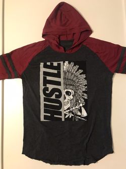 Take That Hustle Skull Native American Chief Graphic 3/4 Sleeve Hoodie 