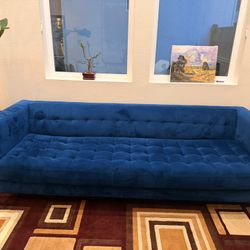 Blue Velvet Sectional Couch