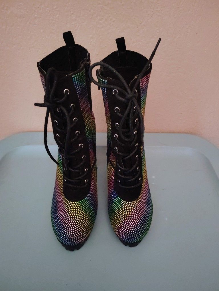 Rainbow Sparkle Rhinestone Boot