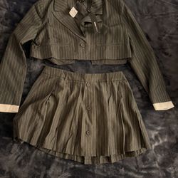 New With Tags Fashion Nova 2 Piece Skirt Set With Crop