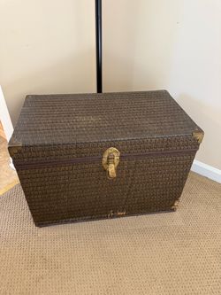 Woven Storage Trunk with Brass Hardware
