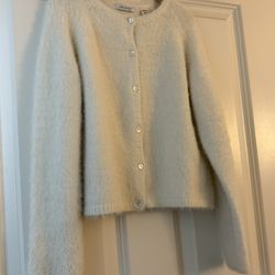 10 Years Old Girls White Buttoned Sweater Super Soft