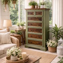 Custom Refinished Tallboy Dresser - Colonial/Farmhouse