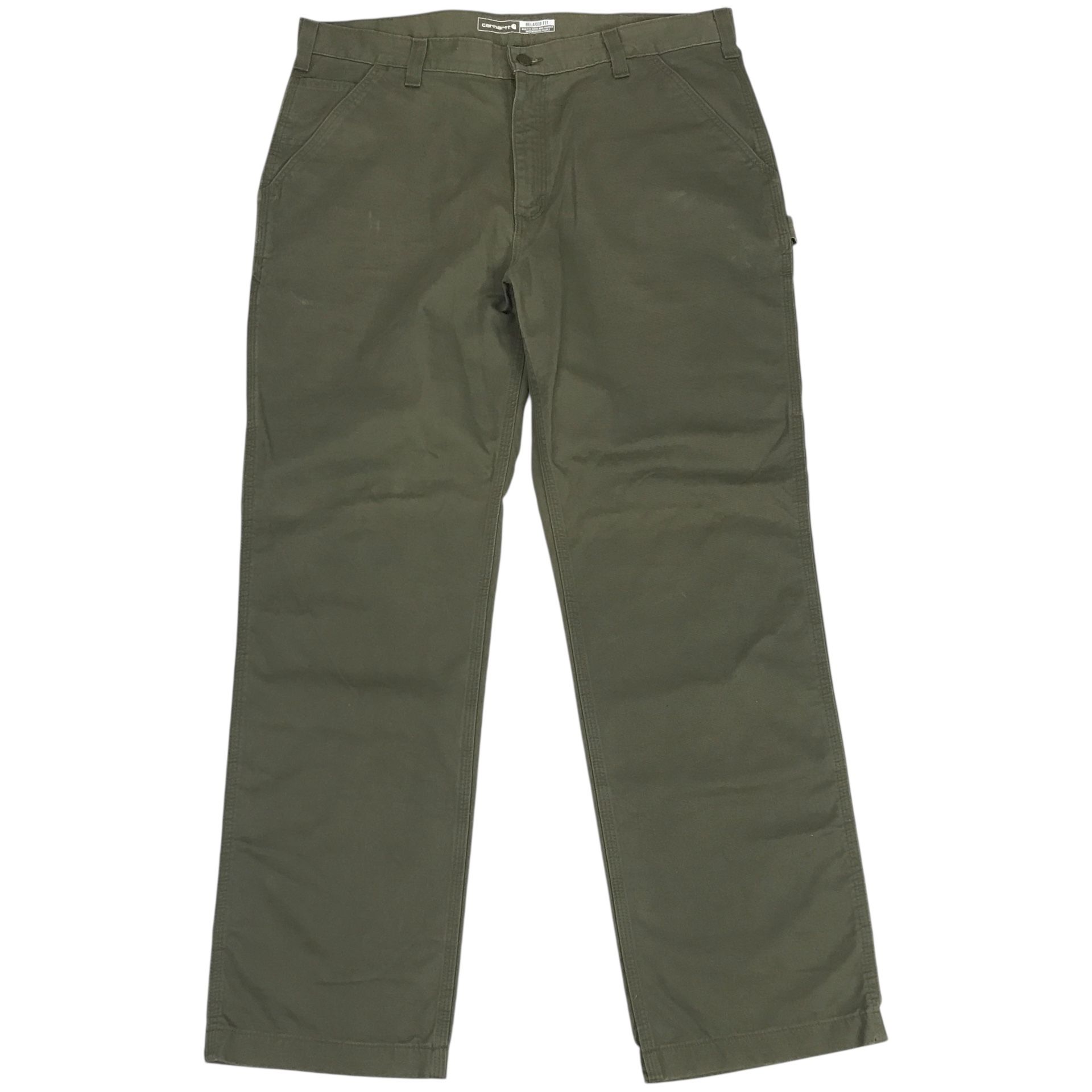 Carhartt Relaxed Fit Pants Mens 38x32 Green Carpenter Canvas Duck Vintage Y2K