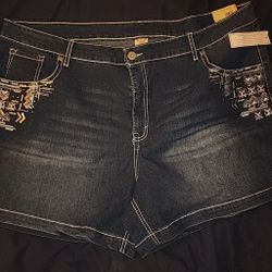 NEW Tags Faded Glory Plus 26W Embellished Gold Rivets + Silver Sequins. Ramie 56%, 24% Cotton, Poly 19%, Elastane 1%