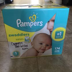 PAMPERS SWADDLERS DIAPERS SIZE 1 - 174 COUNT