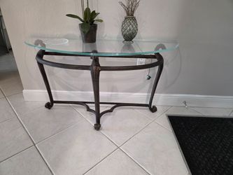 Demilune Glass Top Console Table