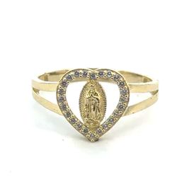 Woman’s Ladies 10k Yellow Gold Virgin Mary In a CZ Cubic Zirconia Heart Ring Size 8 GP3130734