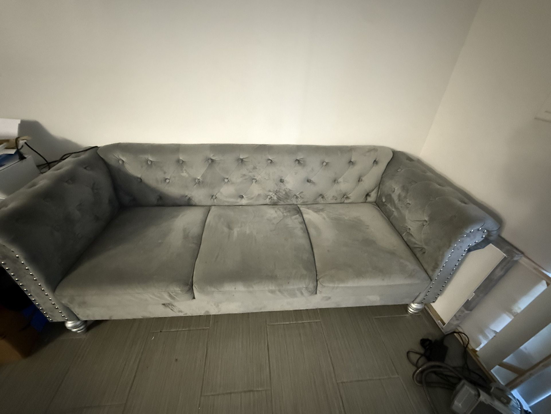 Grey Velvet Couch