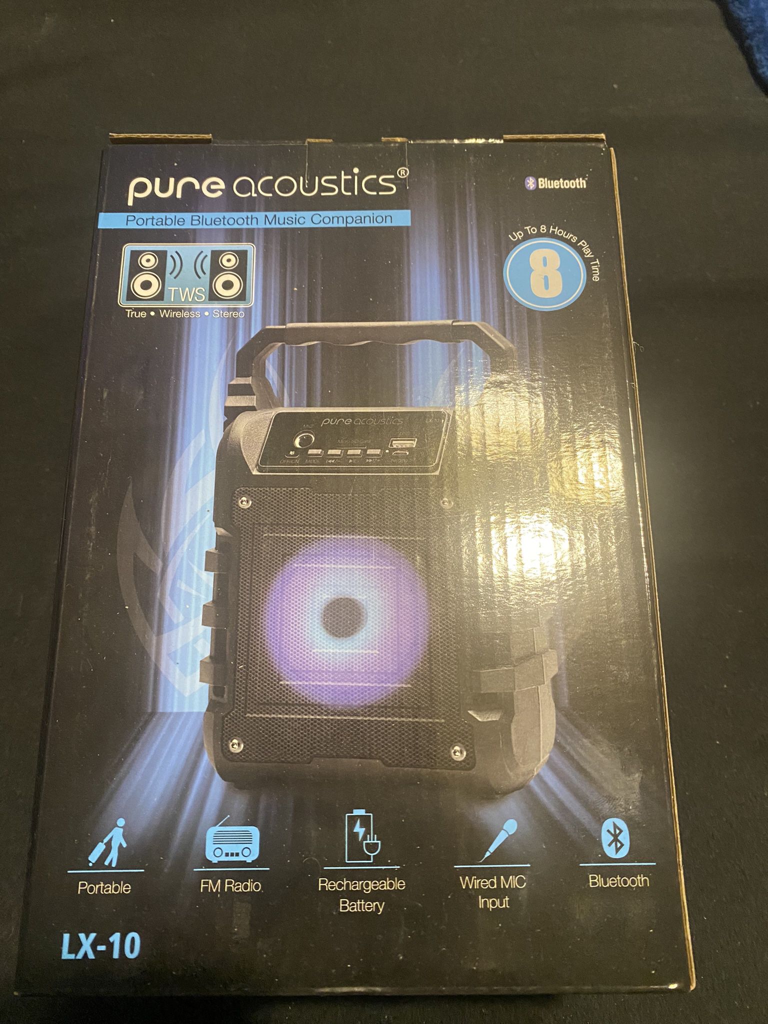 Pure Acoustic LX-10 Portable Bluetooth Companion Speaker with MIC Input, MicroSD, USB Input and Onboard Battery