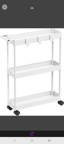Simple Houseware 3-Tier Slim Rolling Cart w/Handle 5.5" Wx27.5 H, White
Storage Cart for Narrow Space (5.5-Inch Wide) Kitchen, Bathroom, Laundry Room