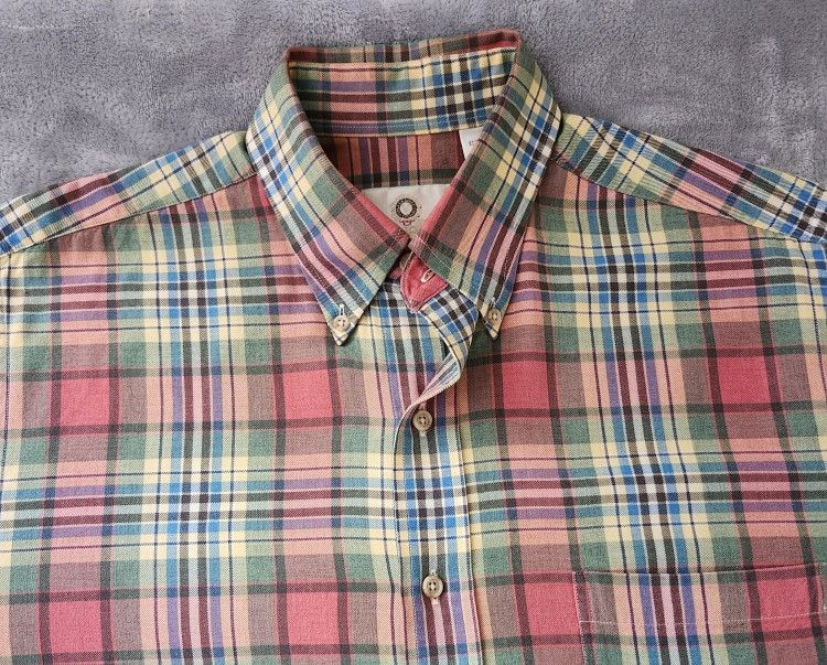 Viyella London Men's Long Sleeve Button Down Cotton/Wool Blend Dress Shirt: M Color: Plaid 