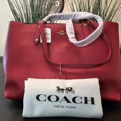 Brand New Coach Light Cherry Red Tote Bag