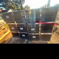 KENNEL Bank complete set of commercial-grade stainless steel kennels (Full details in description )