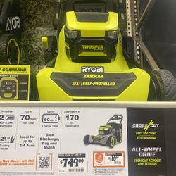 Ryobi 40V HP Brushless Whisper Series 21inch Walk Behind Self-Propelled All Wheel Drive