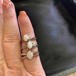 Set of 3 vintage size 6 Silver Opal rings