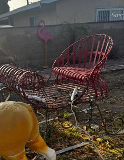 Red Metal Christmas Sleigh Decoration