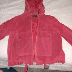 Red .sweud Lether Jacket Small Or Medium