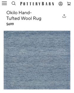 Pottery Barn Denim Blue Wool Rug 5x8
