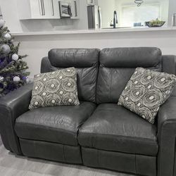 Leather Power Reclining Sofa & Loveseat w/ USB Charging