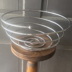 Vintage Spiral chrome wire fruit bowlY2K 90s futurism