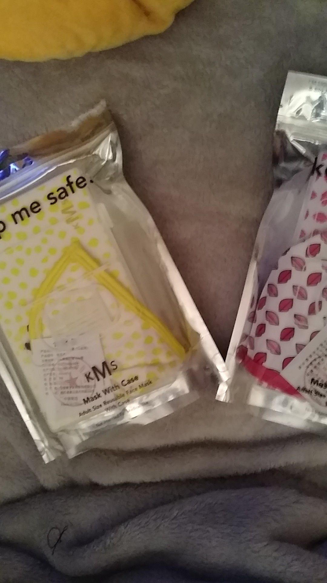 Keep me safe. Two different masks with cases. Adult size reusable face mask with case. $10 for both. New.