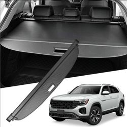 Salusy Rear Trunk Cargo Cover Fit for VW Volkswagen Atlas Cross Sport 2020-2025, Black Luggage Security Shade Shield, Anti-Peeping Trunk Privacy Cover