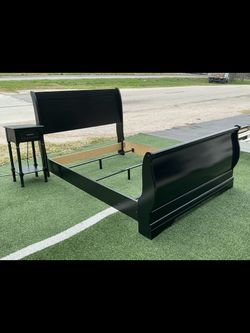 Black Wood Sleigh Bed Frame full size