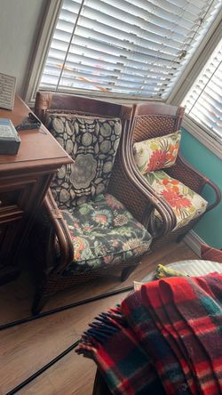 Tommy Bahama Wicker Chairs x2 w/ (1) Ottoman