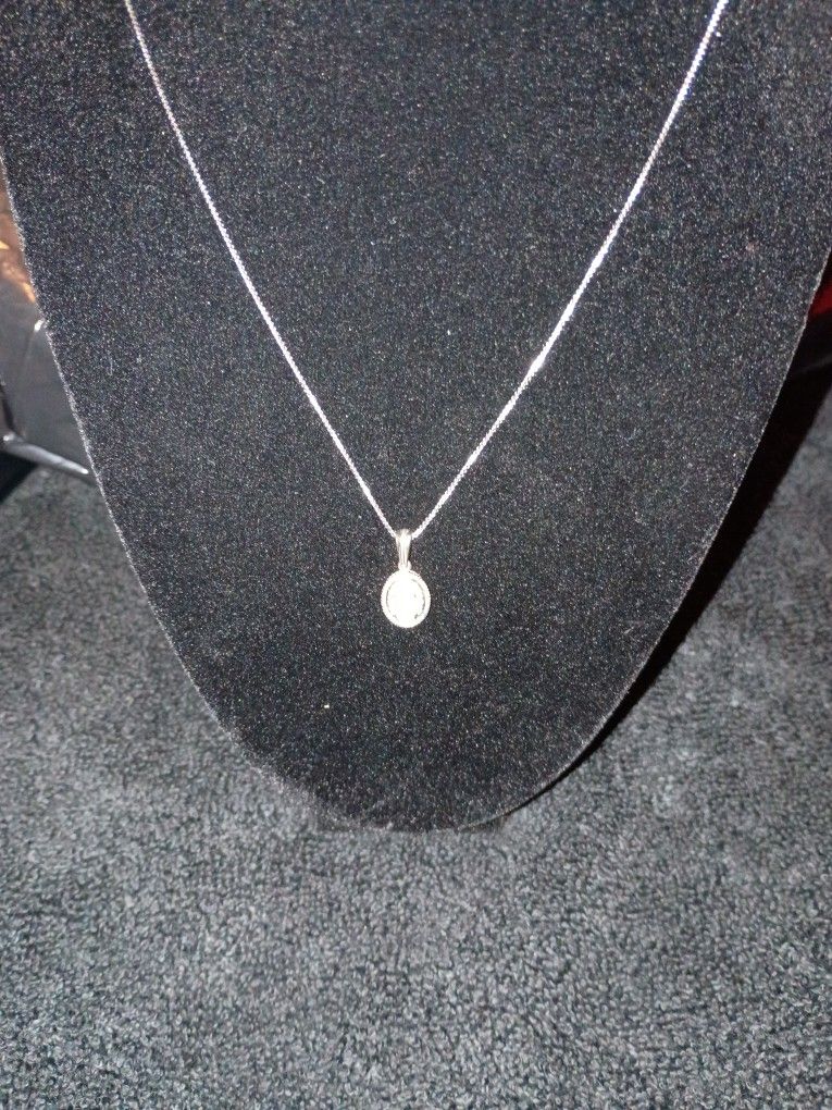 Sterling Silver Chain With Opal Pendant