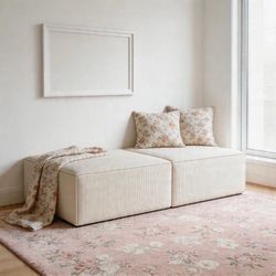 Luxury Compression Module Beige,Ottoman  Set of 2