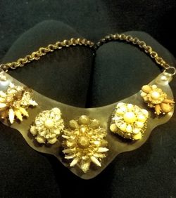 Golden Necklace With Rhinestone Facet