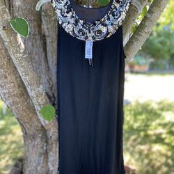 NWT Cruise Wear & Co Womens Size S Sleeveless Sheath Dress  - Large Black Flower Sequins