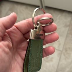 Firenze Italian Genuine Leather Double Ring Keychain