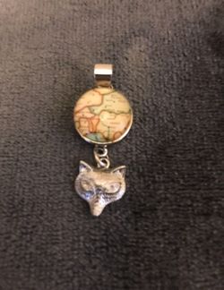 **Pending Pickup Silver Fox with Map of his Journey Pendant Winter Jewelry🦊