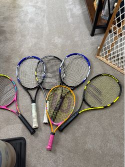 5 Adult 1 Child’s Tennis Rackets. ALL UPSCALE NAMES