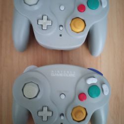 Two Nintendo GameCube Wave Bird Controllers With Dongle Receiver