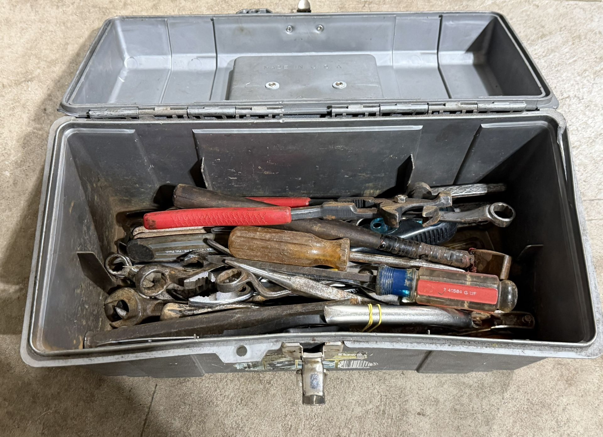 Vintage Stack On Tool Box with Clasp + 50 Hand Tools