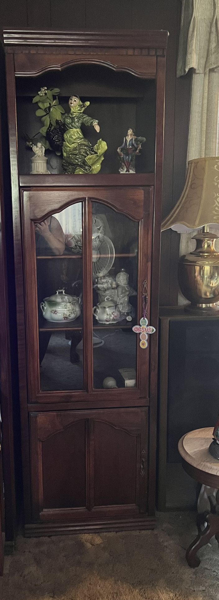 Oak Display Cabinet With Light