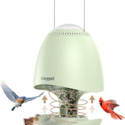 Smart Spinning Squirrel Proof Bird Feeder for Outdoor Hanging, Smart Wild Bird Feeder, Automatic Seed Dryer, Bird Watching Gift-5LB Seed Capacity